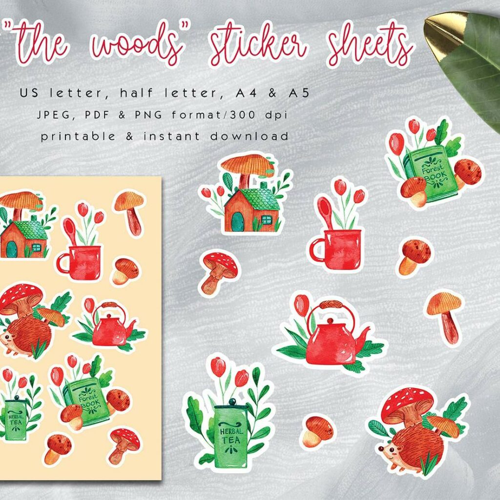 Cozy woodland cabin Sticker pack - MasterBundles