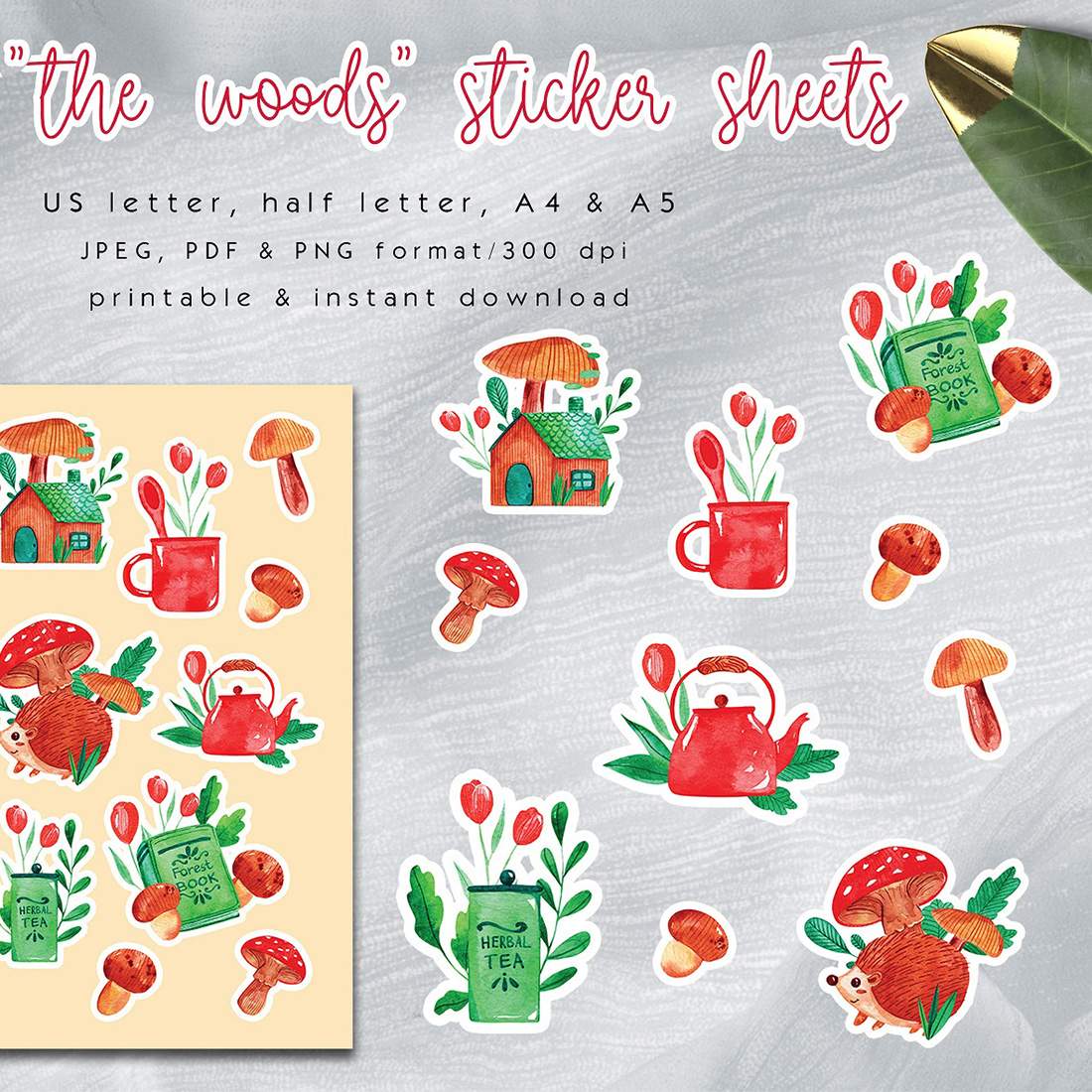 Cozy woodland cabin Sticker pack cover image.