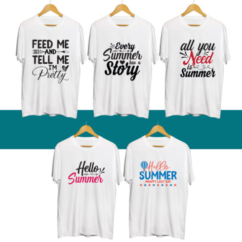 Summer SVG T Shirt Designs Bundle cover image.