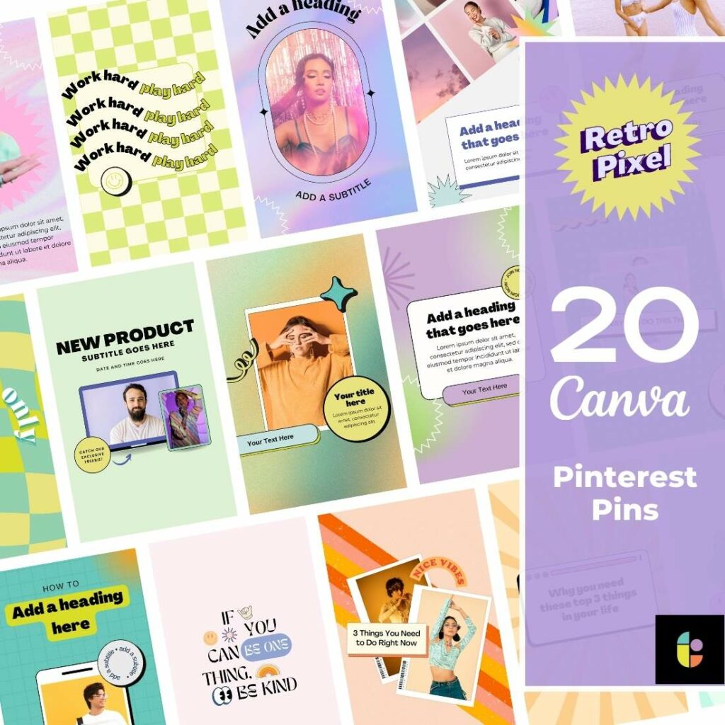 Retro Pinterest Pins Canva Template - MasterBundles