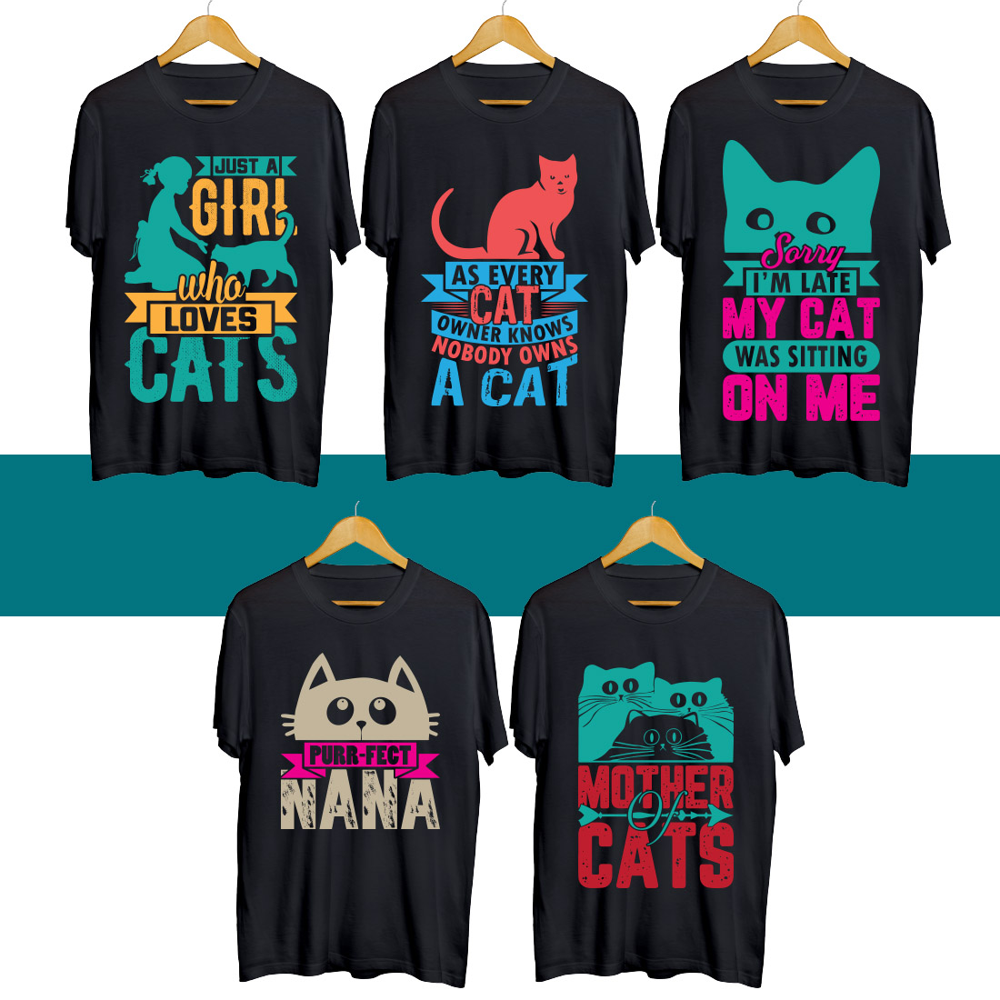 Cat T Shirt Designs Bundle cover image.