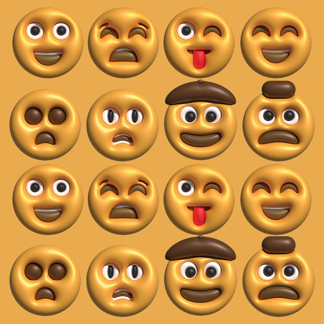 Group of emoticions with different facial expressions.