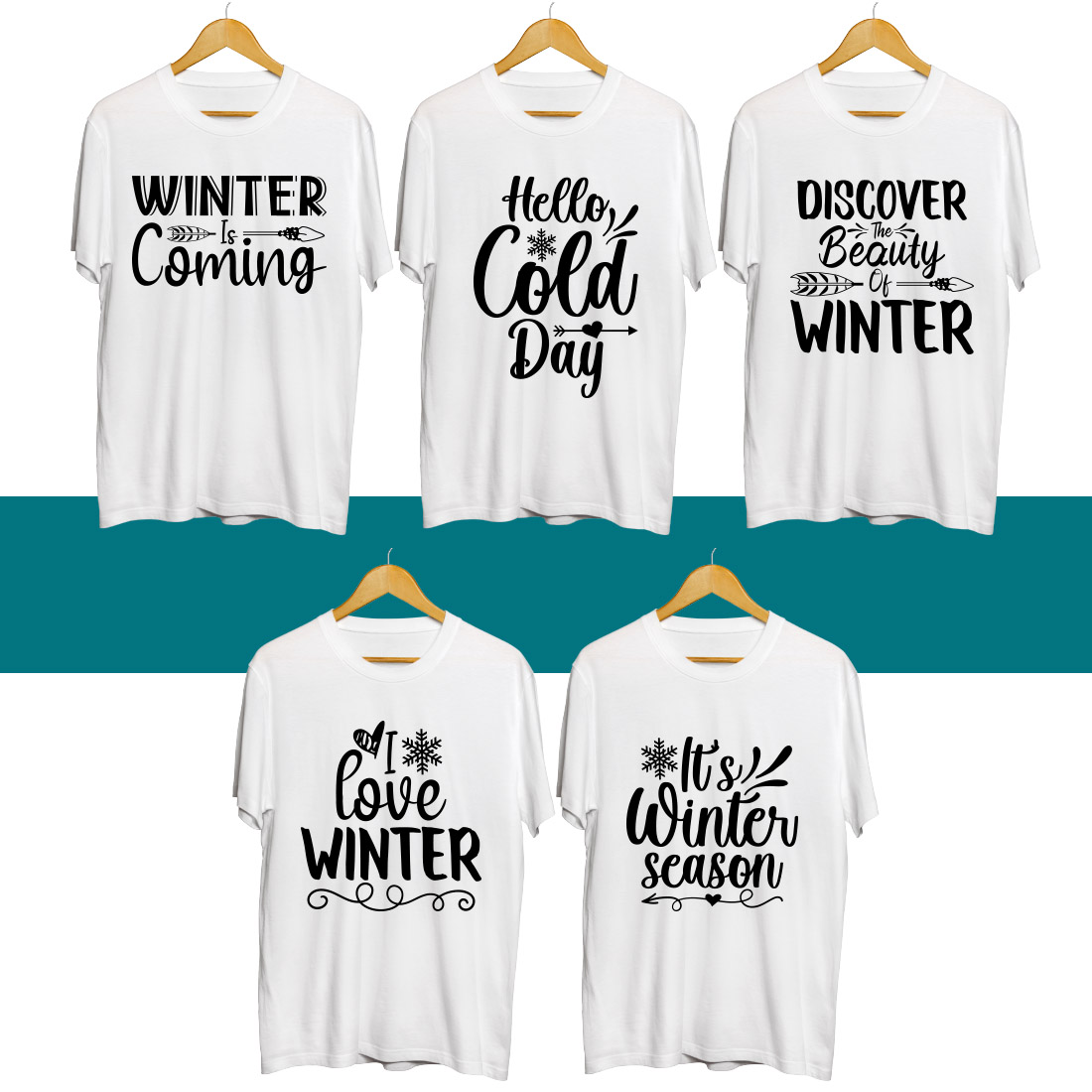 Winter SVG T Shirt Designs Bundle cover image.