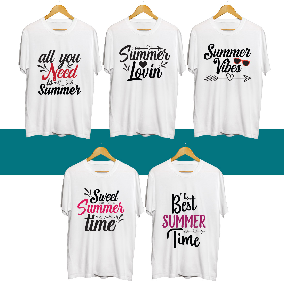 Four t - shirts that say all you need is summer and the best summer time.