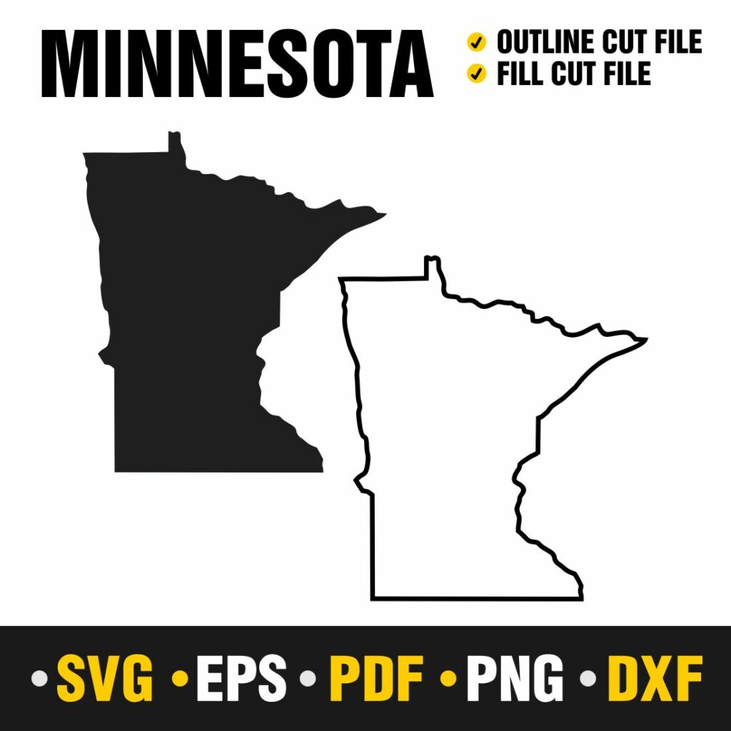 Minnesota Map Svg, Png, Pdf, Eps & Dxf - Minnesota Vector Files 