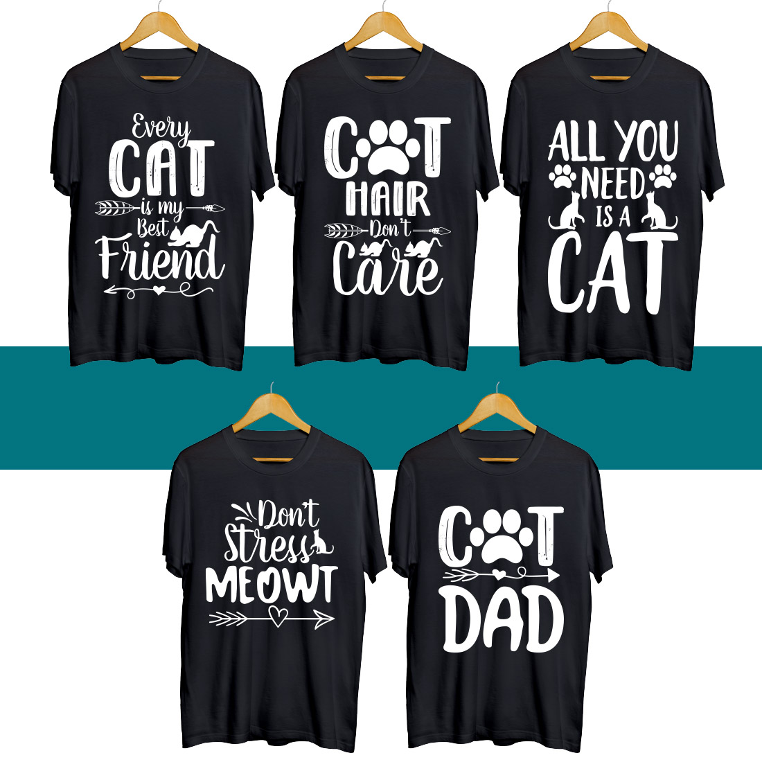 Cat T Shirt Designs Bundle cover image.