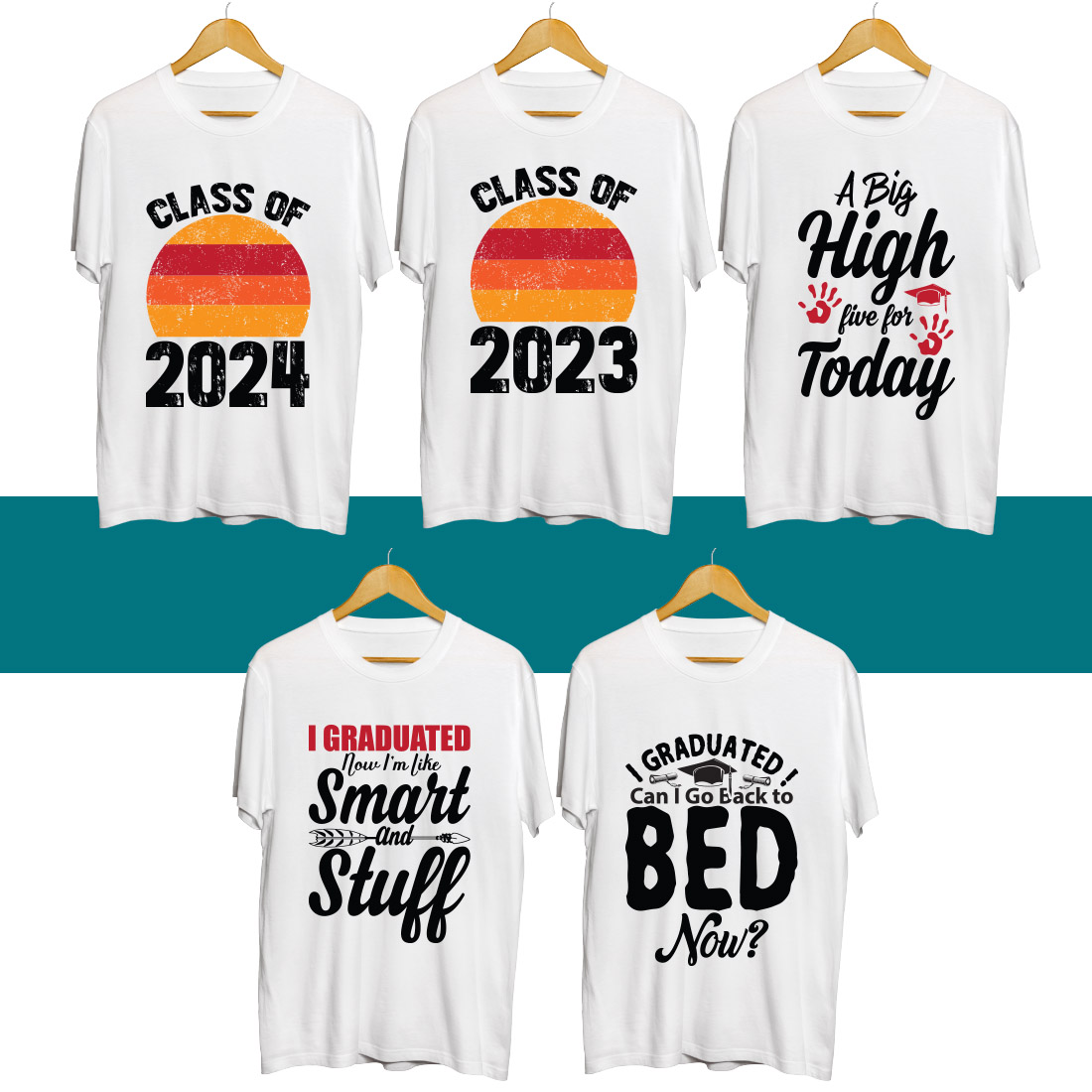 Four t - shirts that say class of 202.