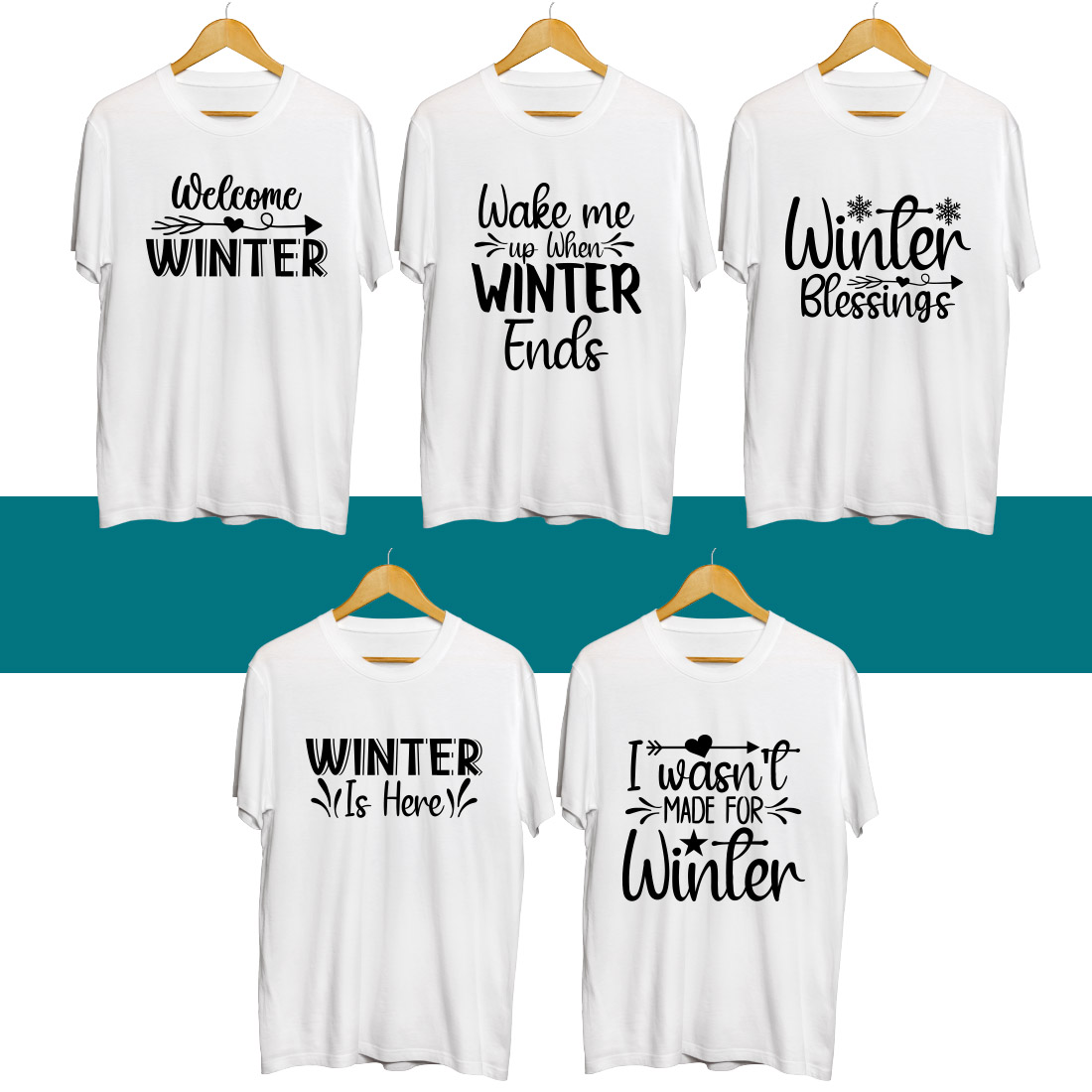 Winter SVG T Shirt Designs Bundle cover image.