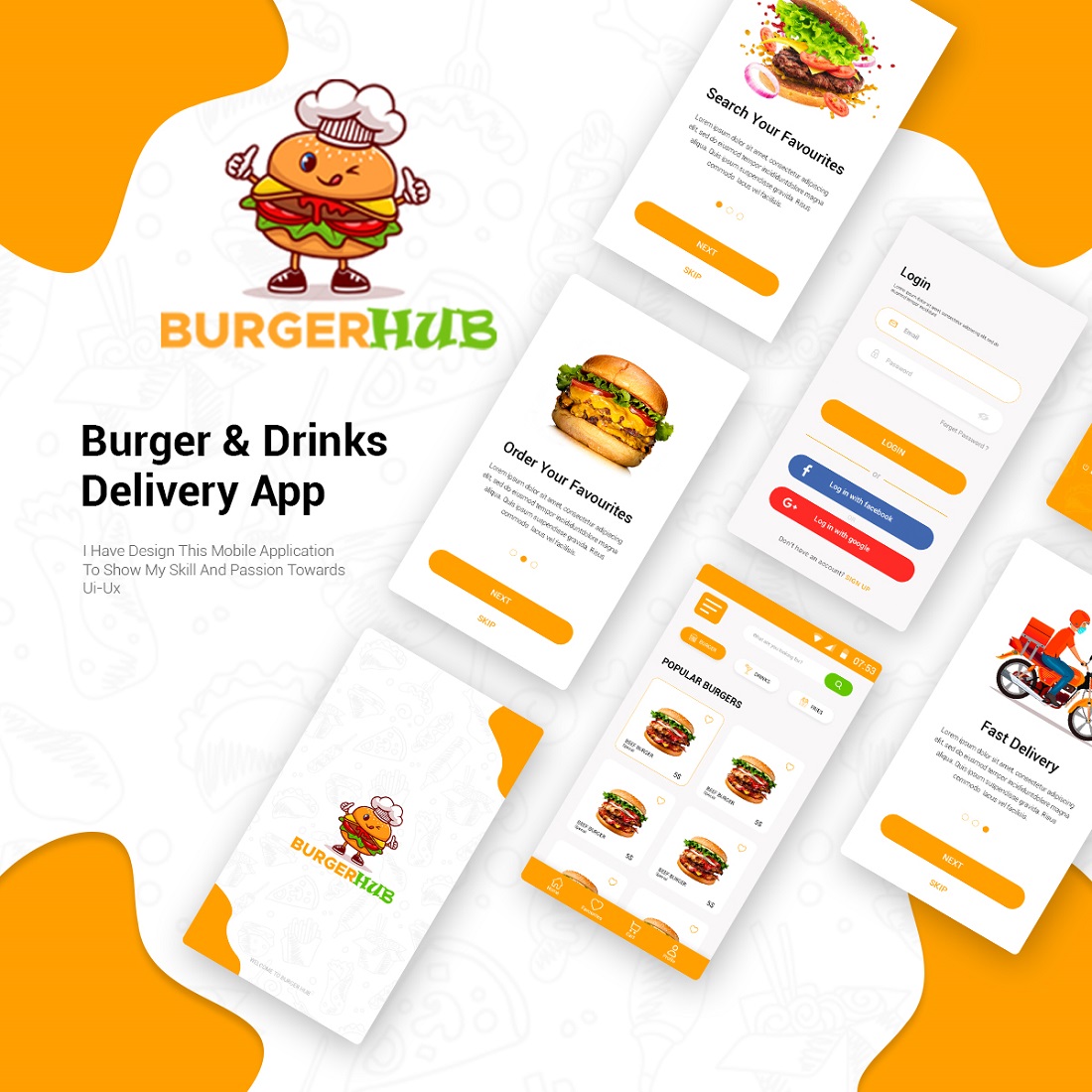 Food Delivery Mobile App UI Template cover image.