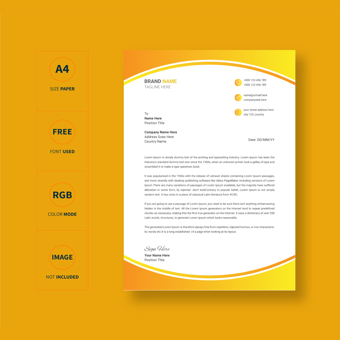 Modern company letterhead cover image.