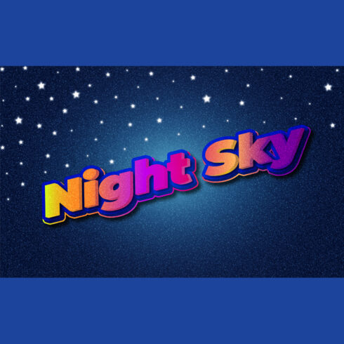 Night Sky text effect,3d text effect, text effect, 3d text, typography design, editable text effect cover image.