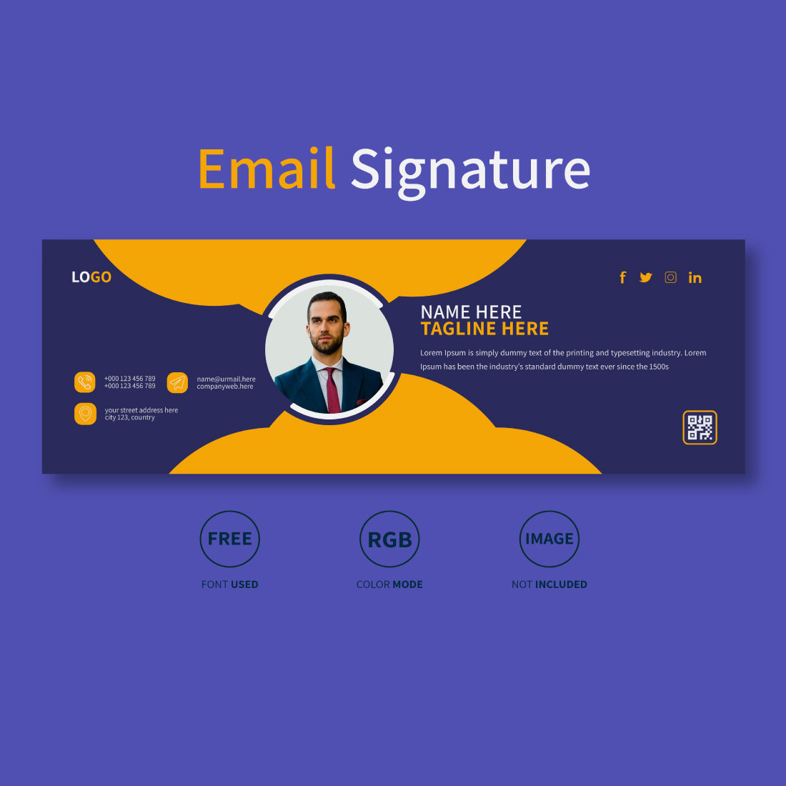 Email signature design or email footer design and personal Facebook cover design template cover image.