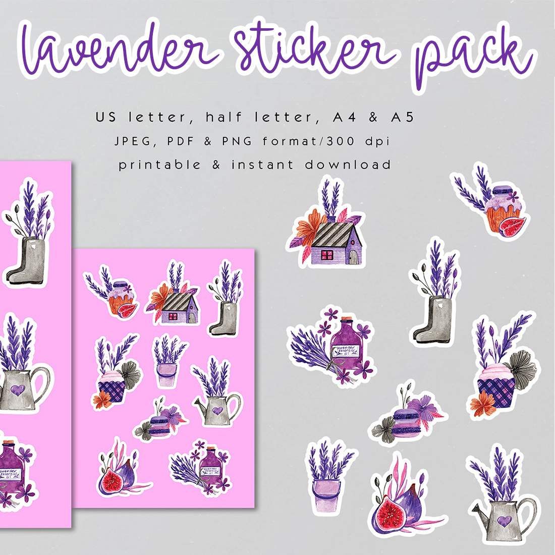 Lavender Aesthetic Sticker Printable cover image.