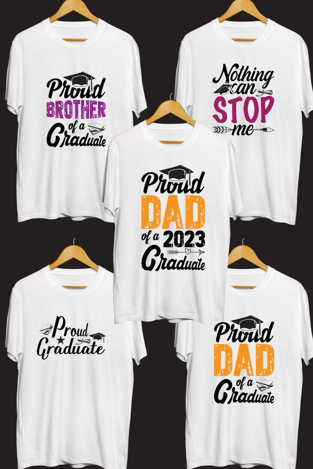 Graduation SVG T Shirt Designs Bundle pinterest preview image.