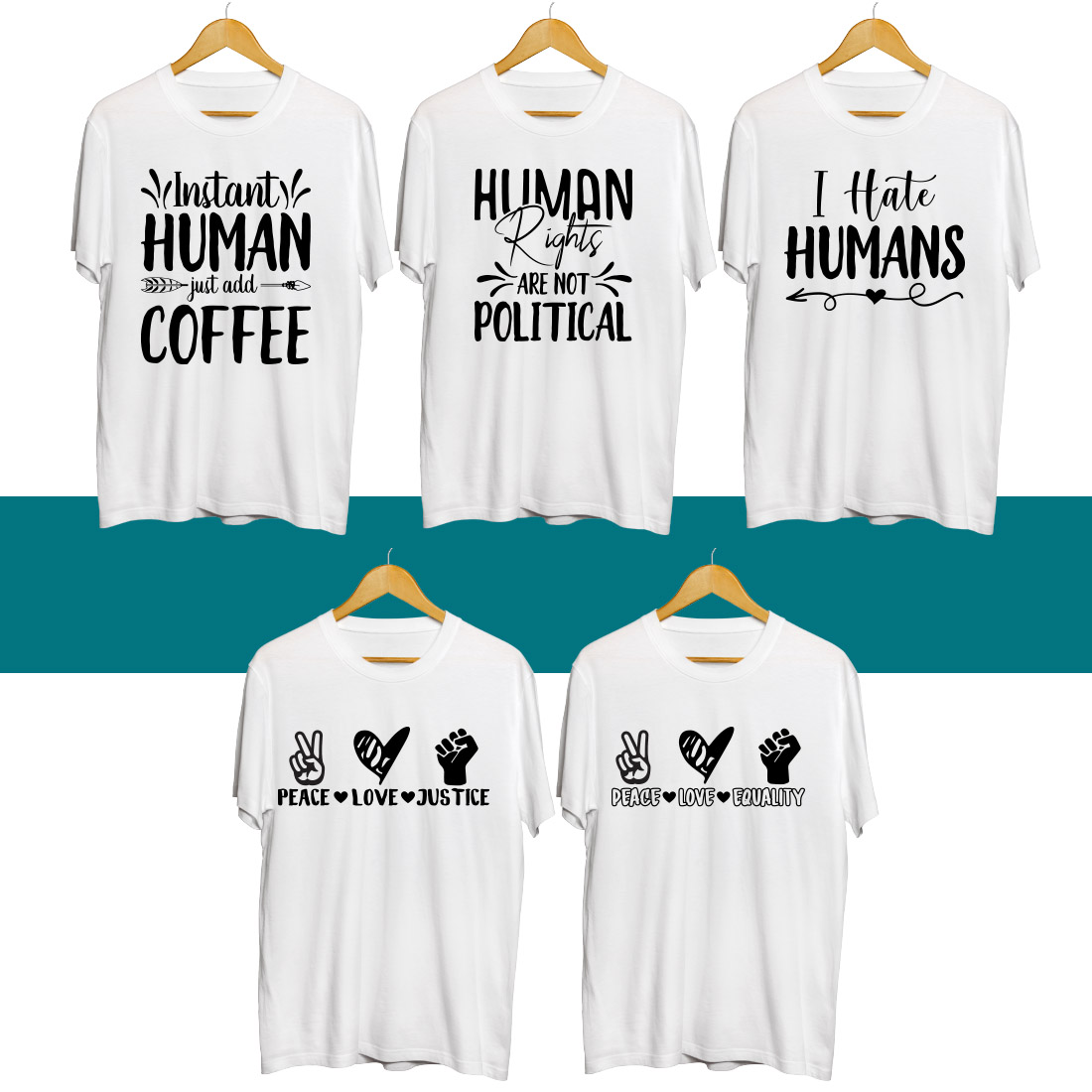 Human Right SVG T Shirt Designs Bundle preview image.