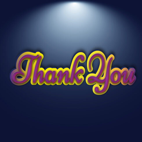 A blue background with the words thank you in yellow and purple 3d text effect cover image.