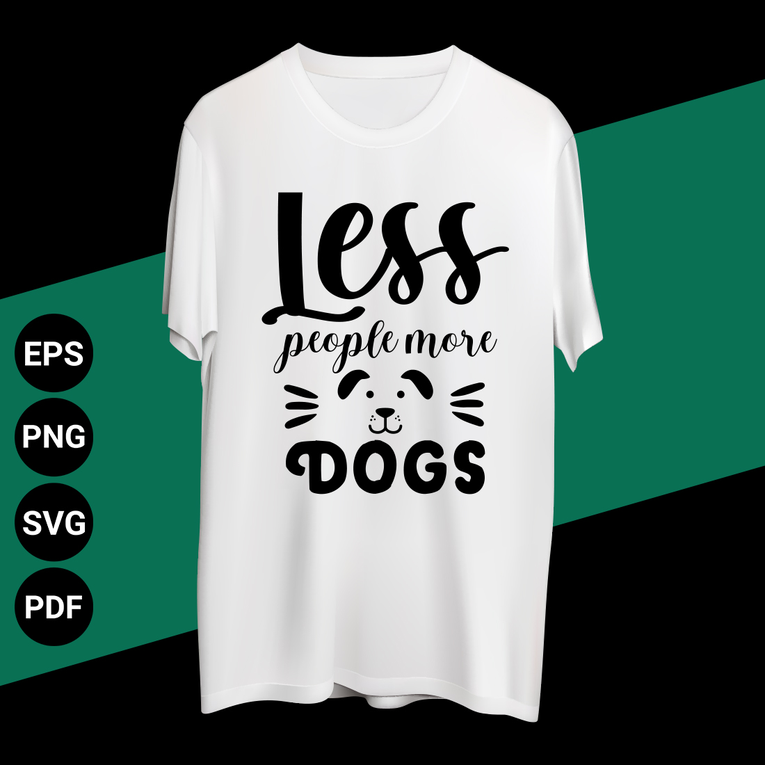 Less people more dogs T-shirt design cover image.