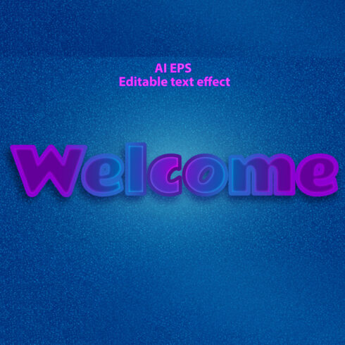 A blue background with a welcome text in purple and pink 3d text effect cover image.