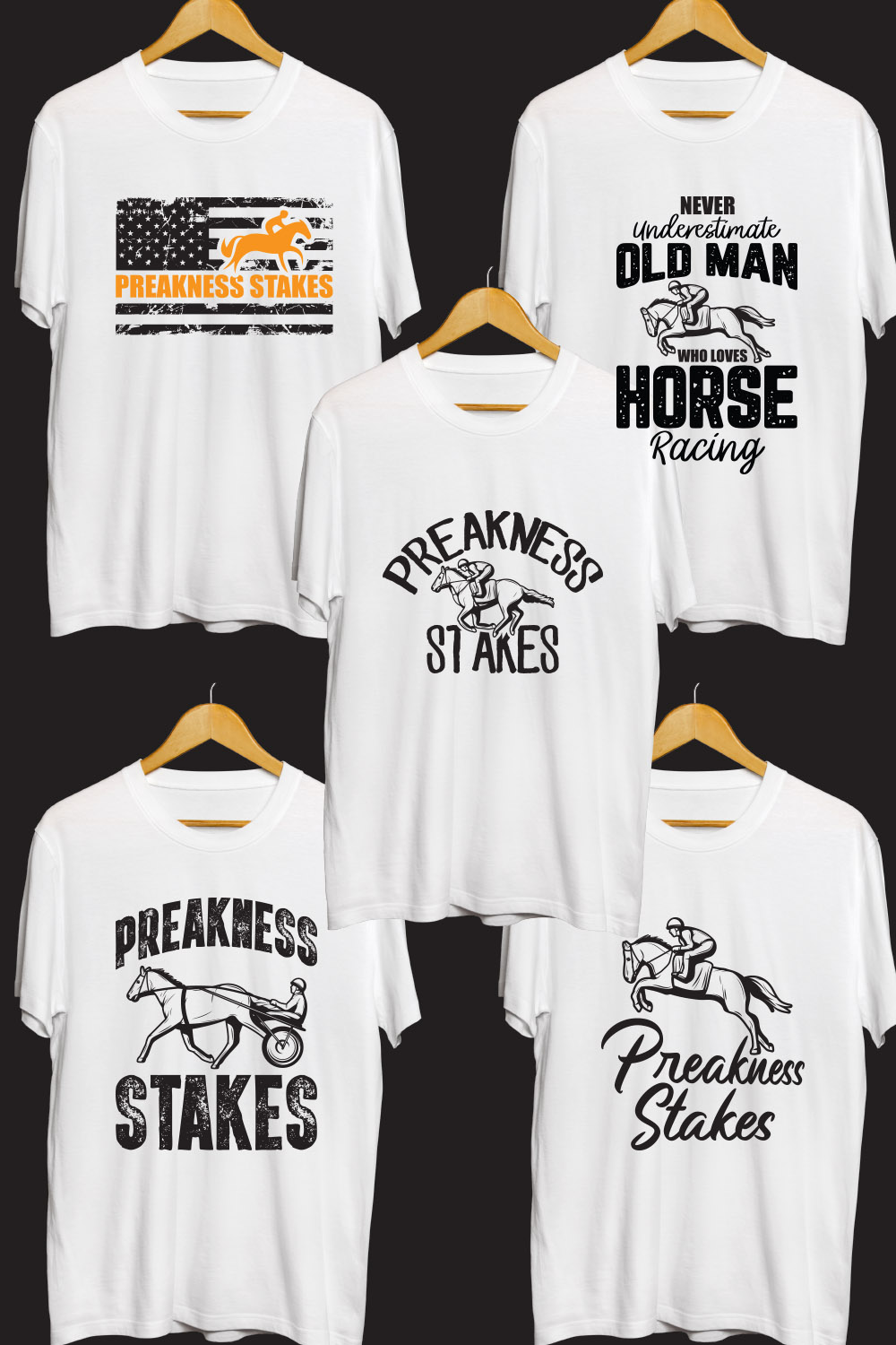 Preakness Stakes SVG T Shirt Designs Bundle pinterest preview image.