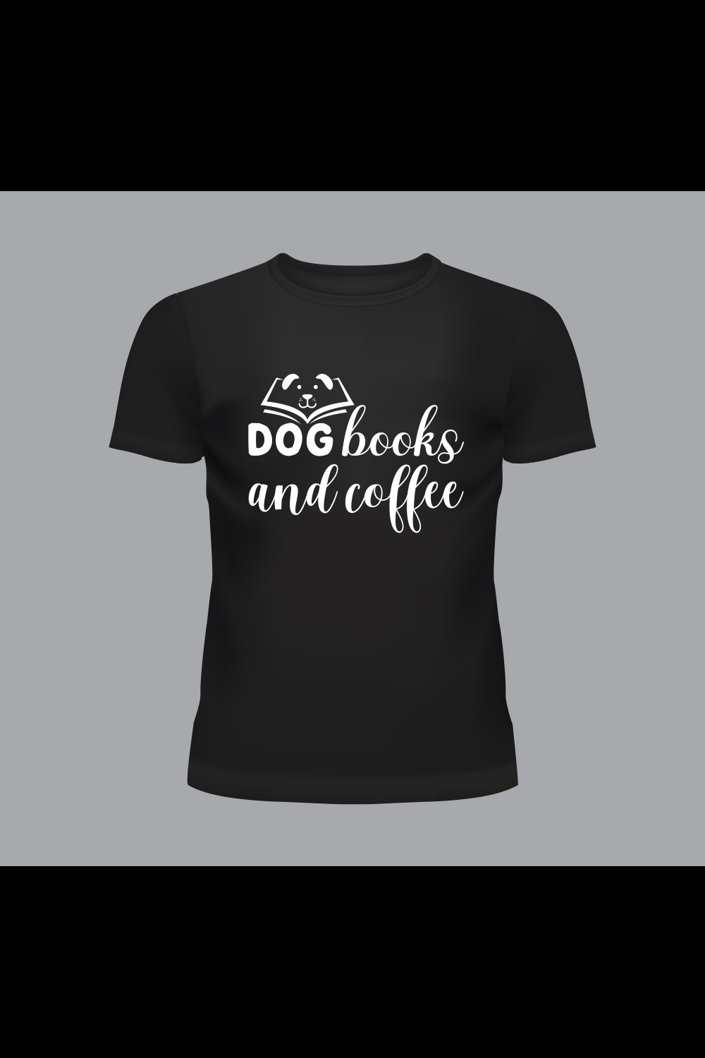 Dog Books And Coffee T-shirt design pinterest preview image.