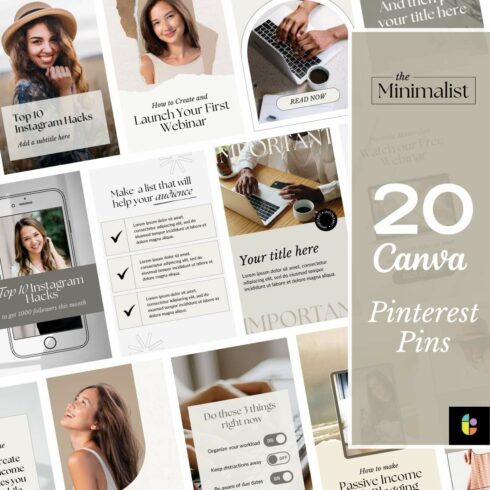 Minimal Pinterest Pins Canva Template cover image.