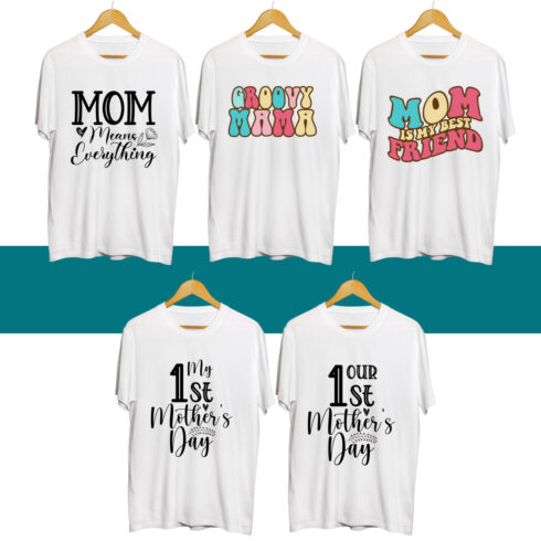 Mother's Day SVG T Shirt Designs Bundle cover image.