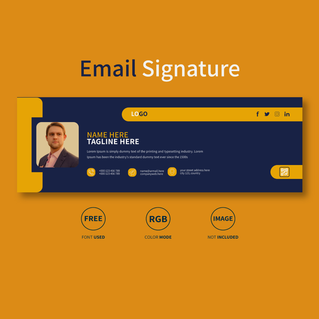 Email signature design or email footer design and personal Facebook cover design template preview image.