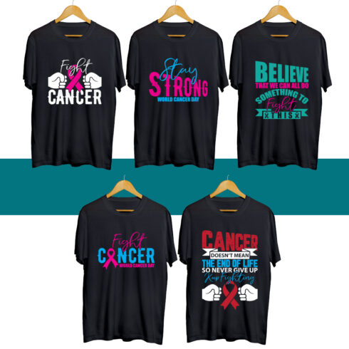 Cancer Day SVG T Shirt Designs Bundle cover image.