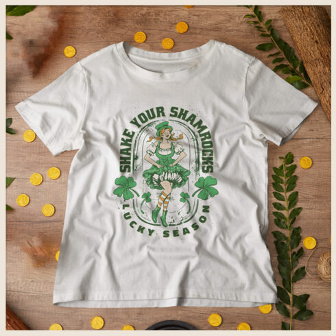 St Patrick's Day Girl Irish Lucky Shamrocks Clover Holiday 2023 t shirt design cover image.