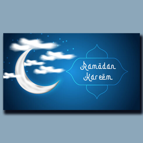 Ramadan kareem greetings banner design with night sky cover image.