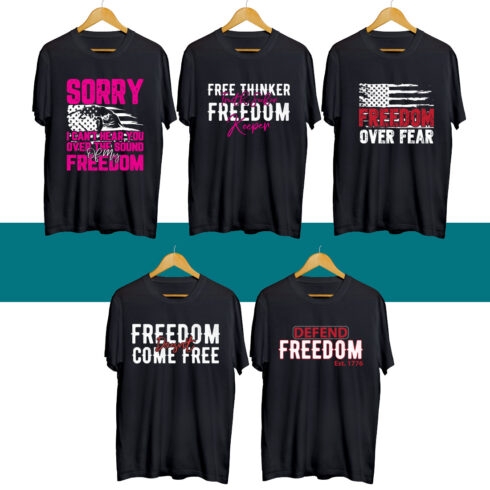 Freedom Day T Shirt Designs Bundle cover image.