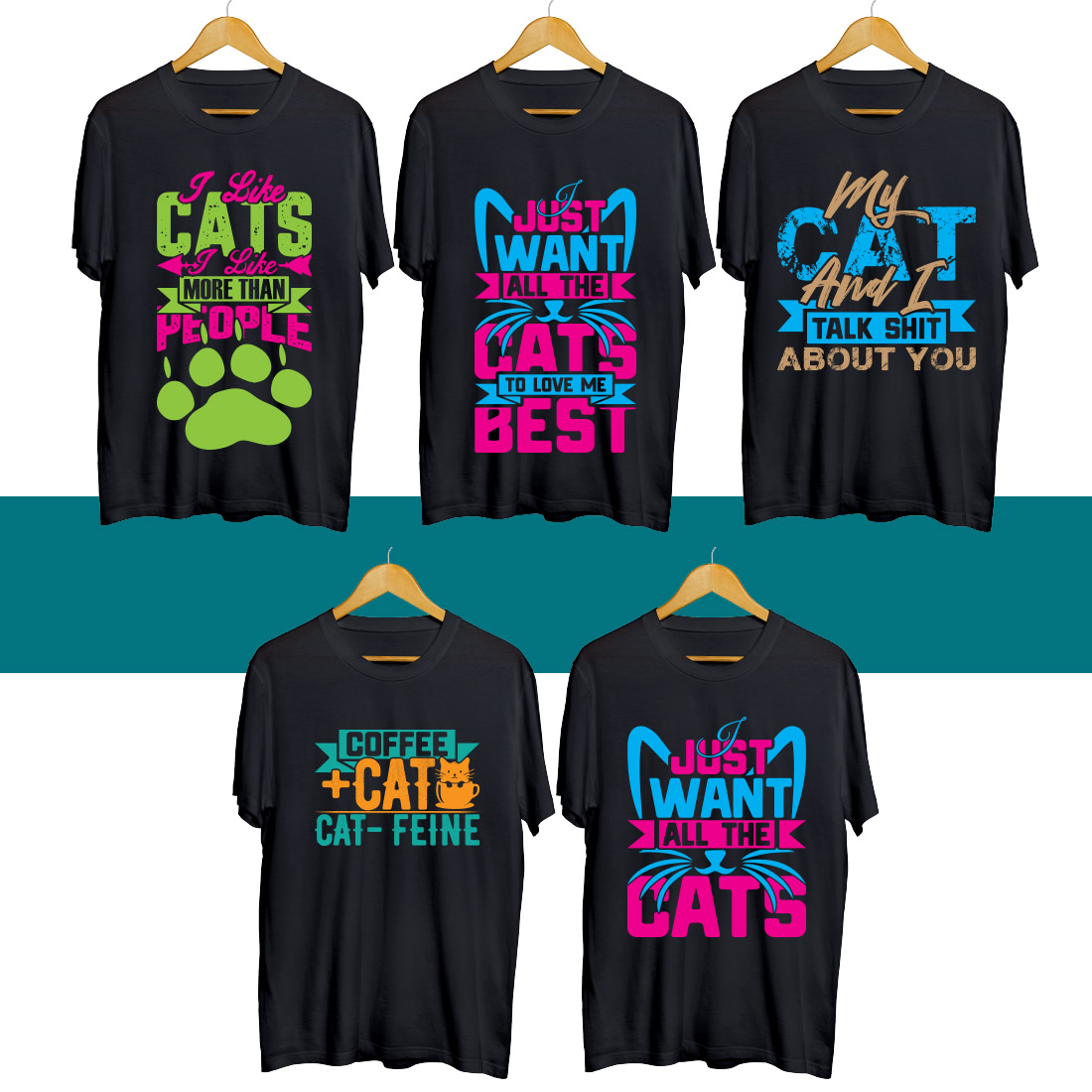 Cat T Shirt Designs Bundle cover image.