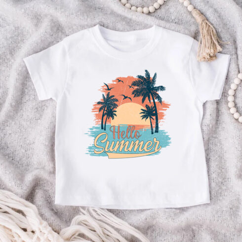 Hello Summer png, retro vintage summer png, summer t shirt design,| beach png, summer vibes png, png for sublimation, summer sublimation cover image.