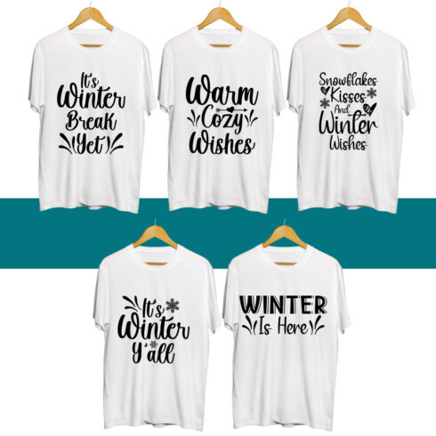 Winter SVG T Shirt Designs Bundle cover image.