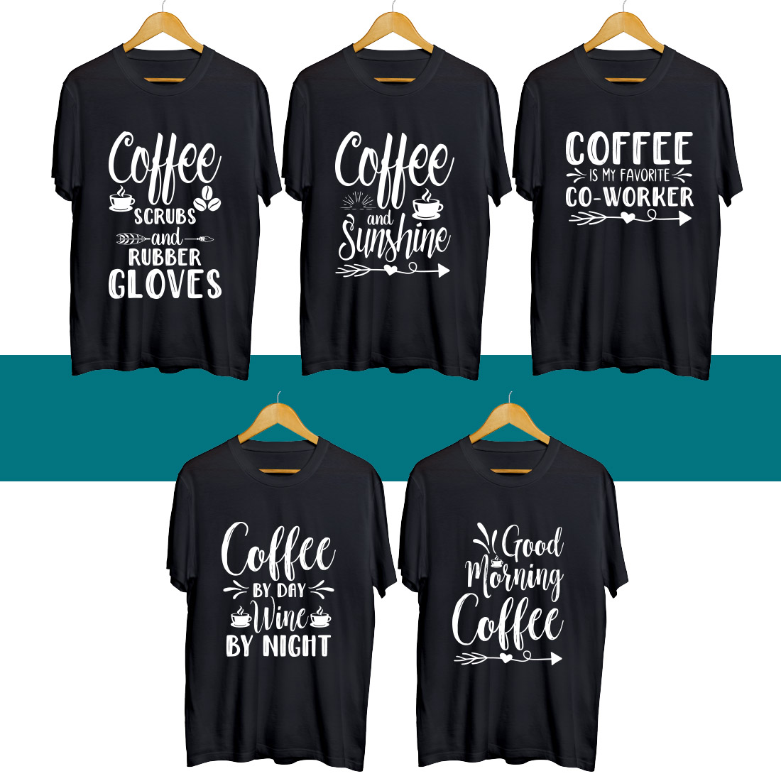 Coffee SVG T Shirt Designs Bundle cover image.