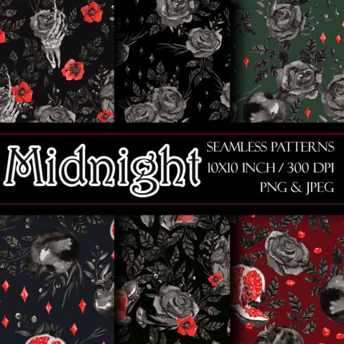 Midnight Dark Floral Seamless Patterns cover image.