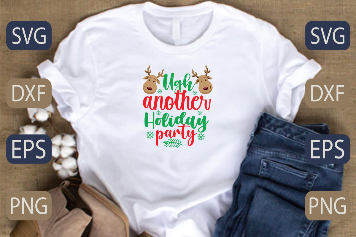 T - shirt that says merry and reindeers on it.