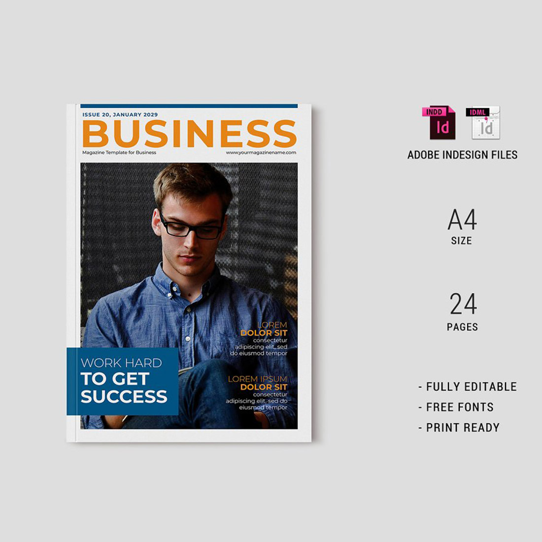 Business Magazine Template Indesign cover image.
