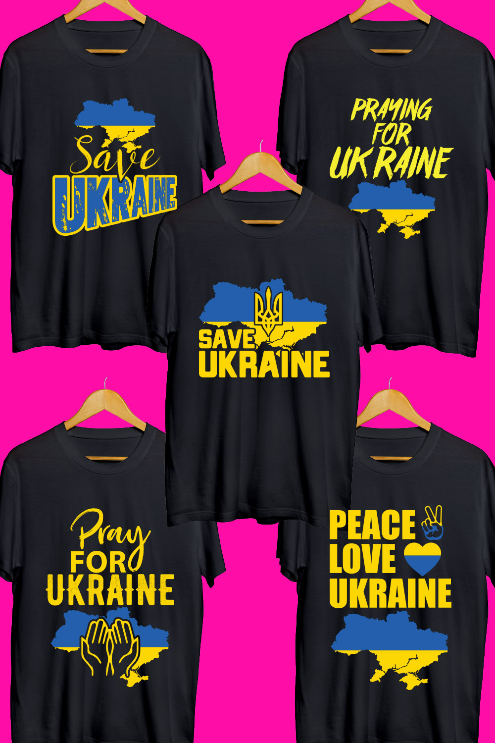 Ukraine SVG T Shirt Designs Bundle pinterest preview image.