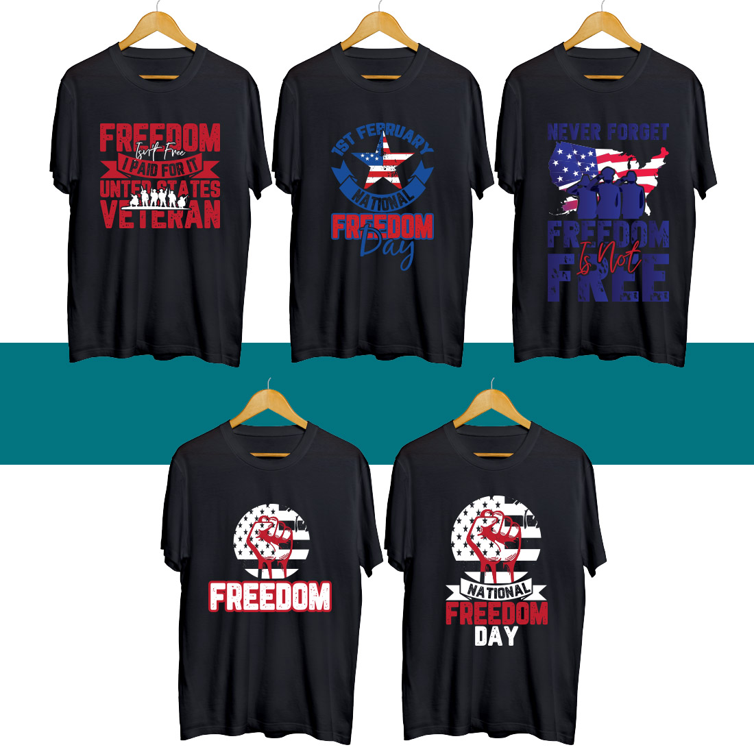 Freedom Day T Shirt Designs Bundle cover image.