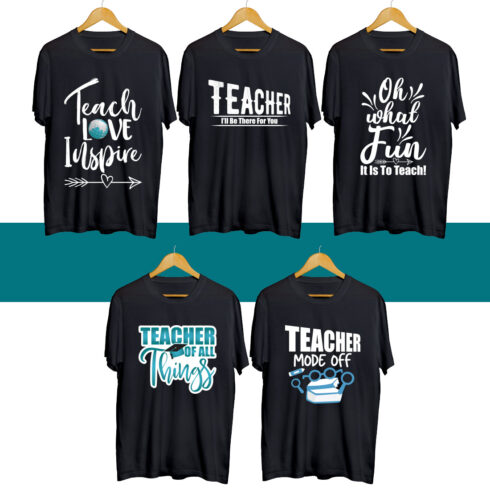 Teacher's Day SVG T Shirt Designs Bundle cover image.