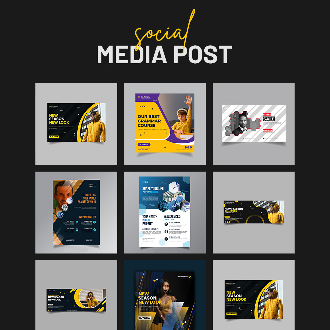 8+Beautiful flyer or social media posts templates- only $4 cover image.