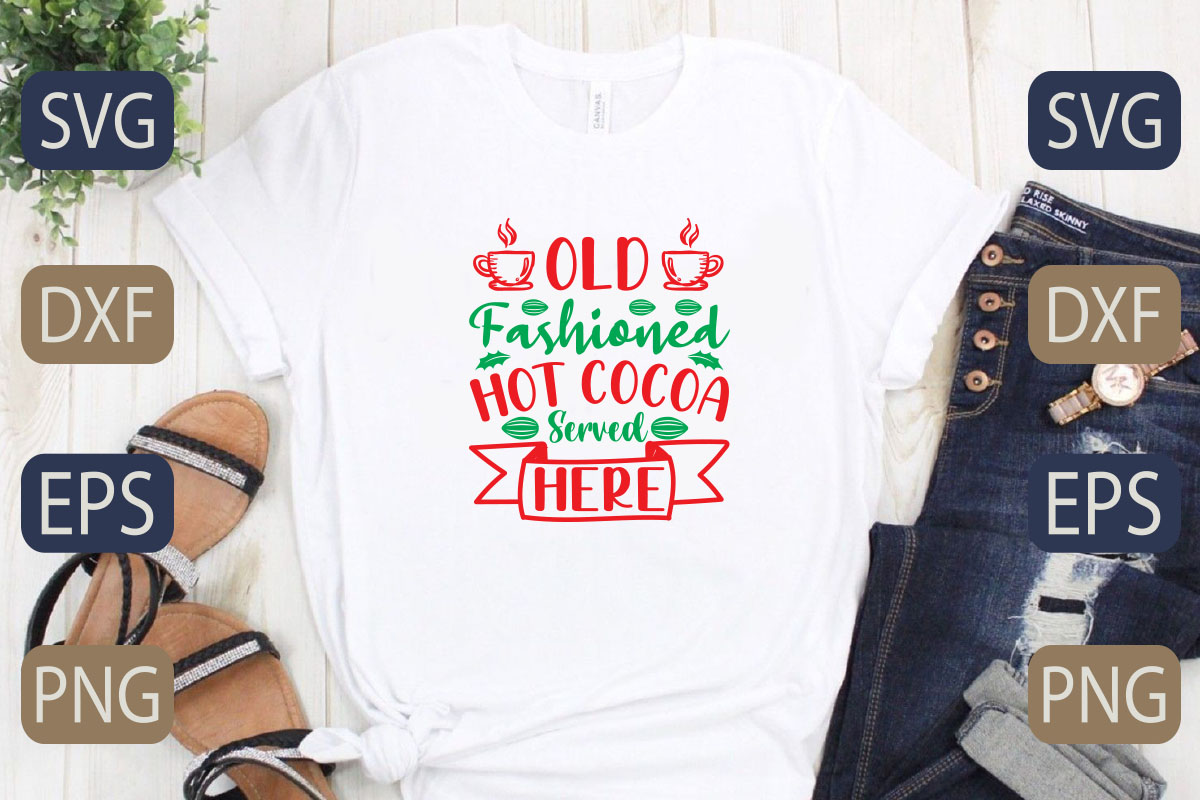 T - shirt with the words old fashioned hot cocoa and pepper on it.
