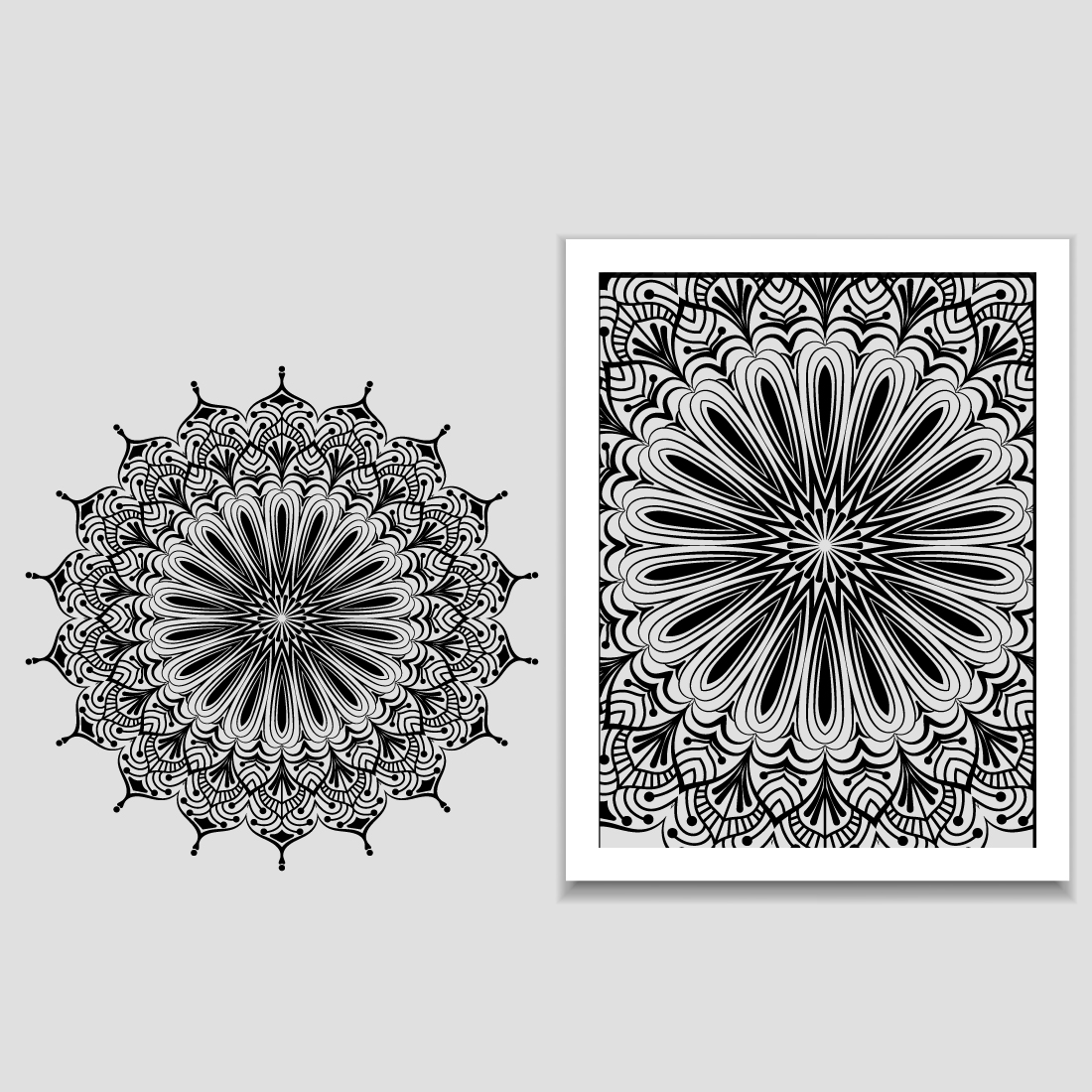 Black and white drawing of a flower.