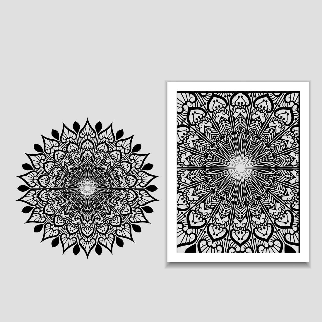 Black and white drawing of a flower.