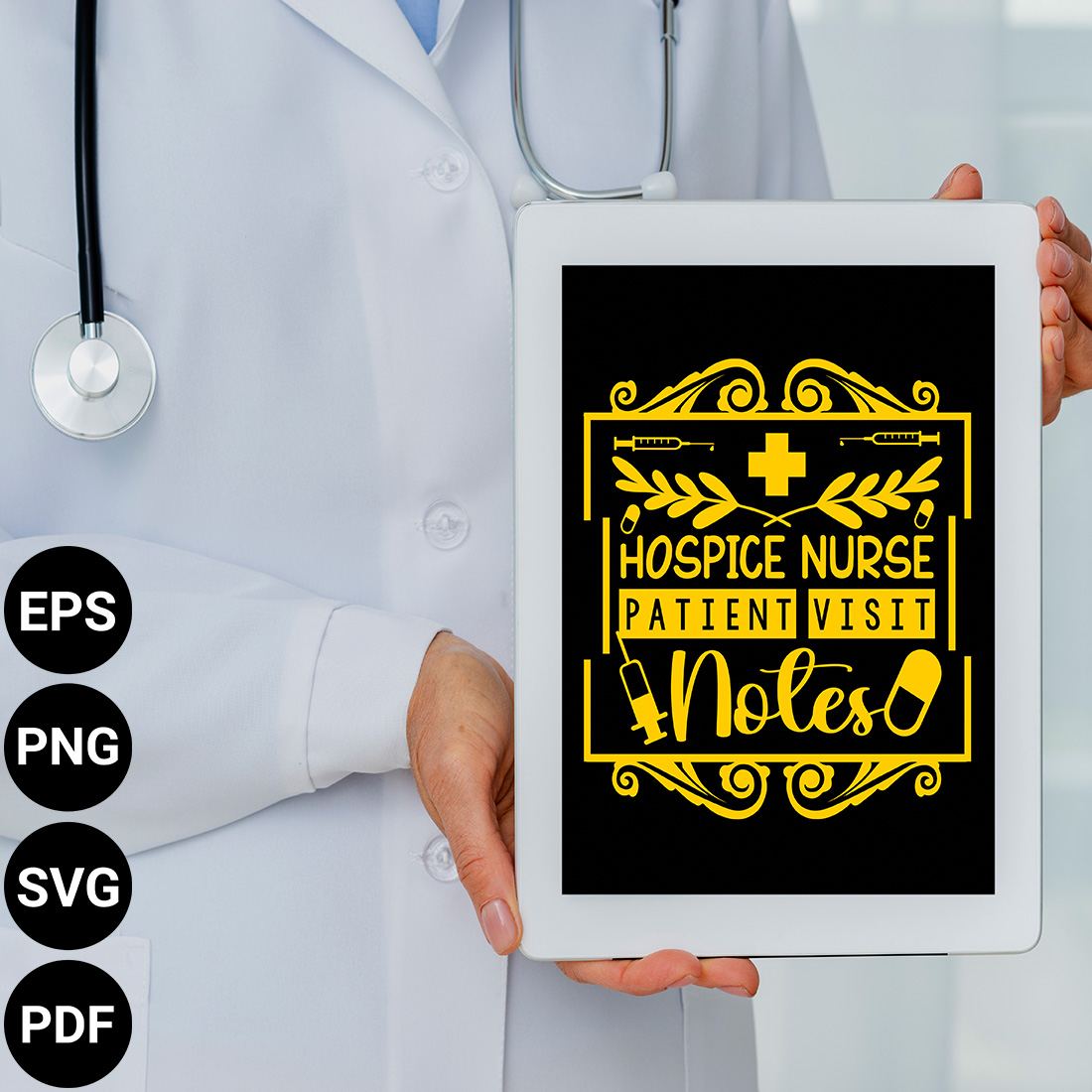 Hospice Nurse Patient Visit Notes T-shirt design cover image.