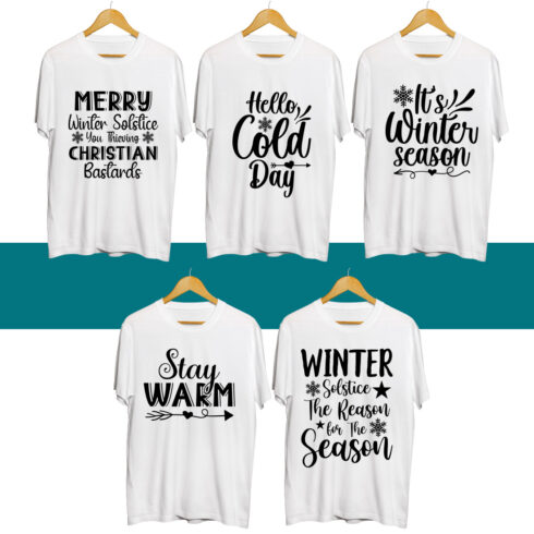 Winter SVG T Shirt Designs Bundle cover image.