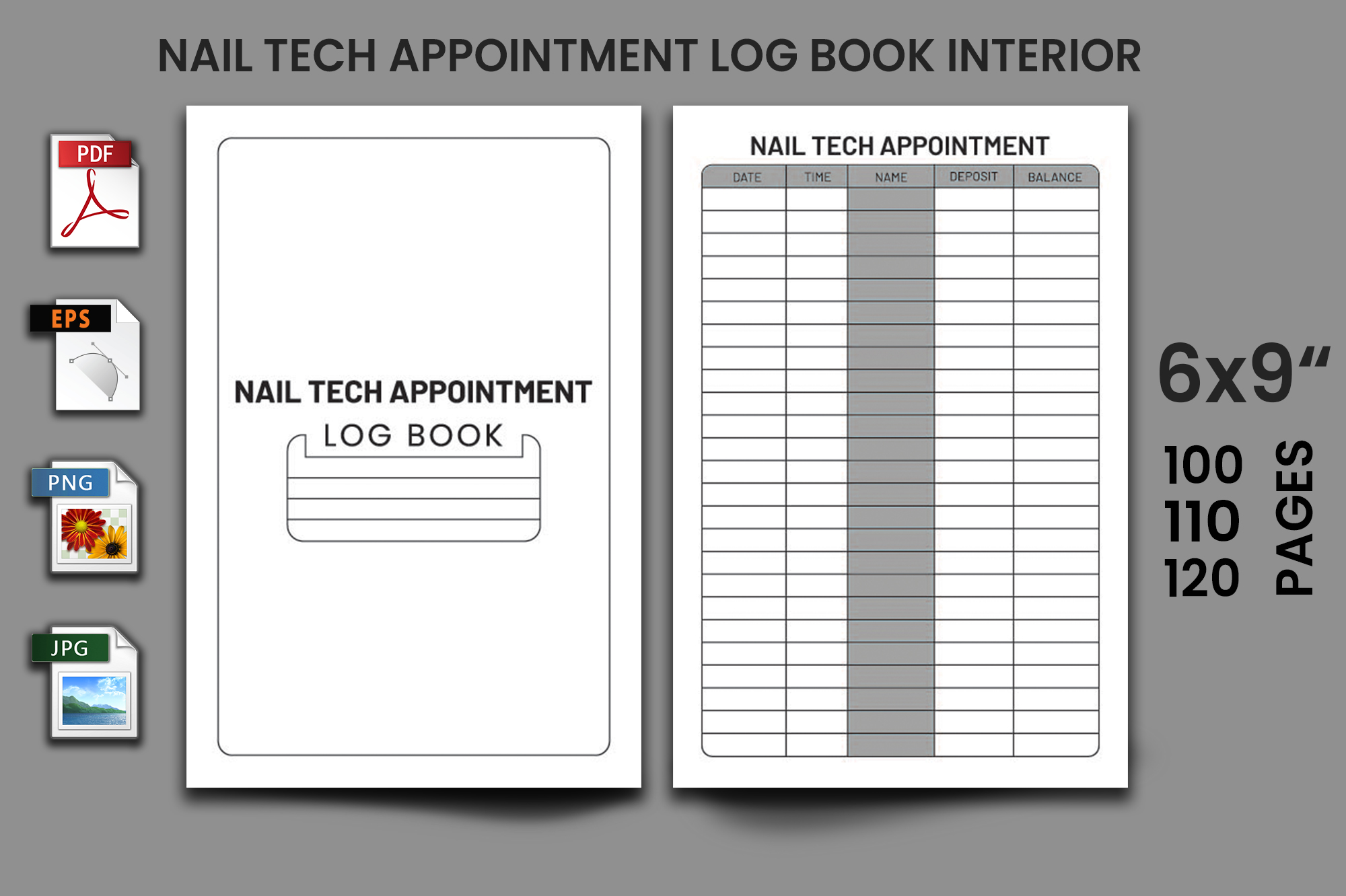 Notebook with a list of nail tech appointments.