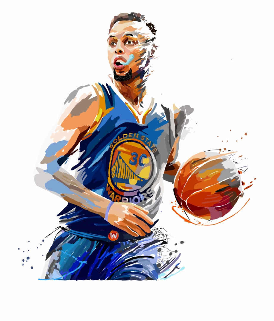 Painting of a basketball player holding a ball.