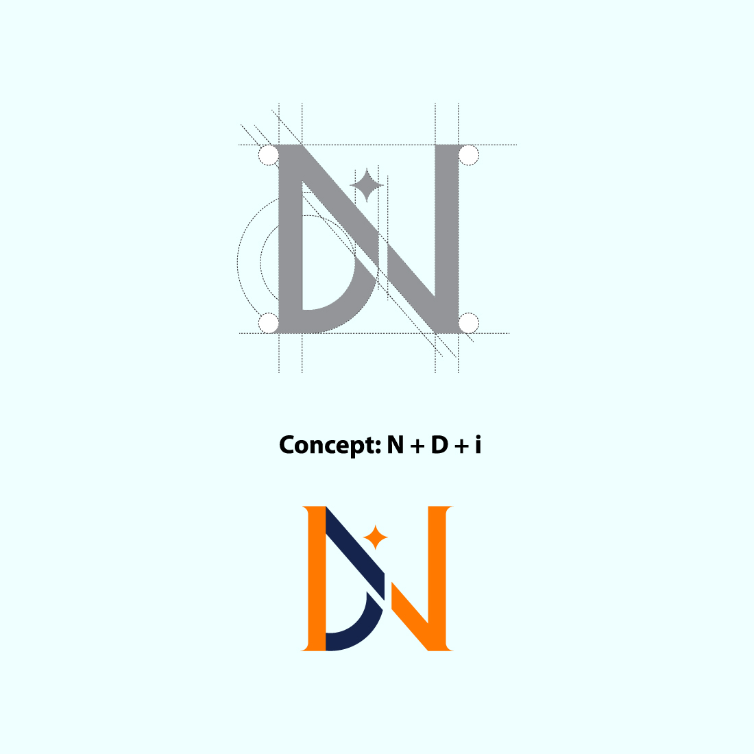Letter N + D + i mixing Lettering Sign Logo Template preview image.